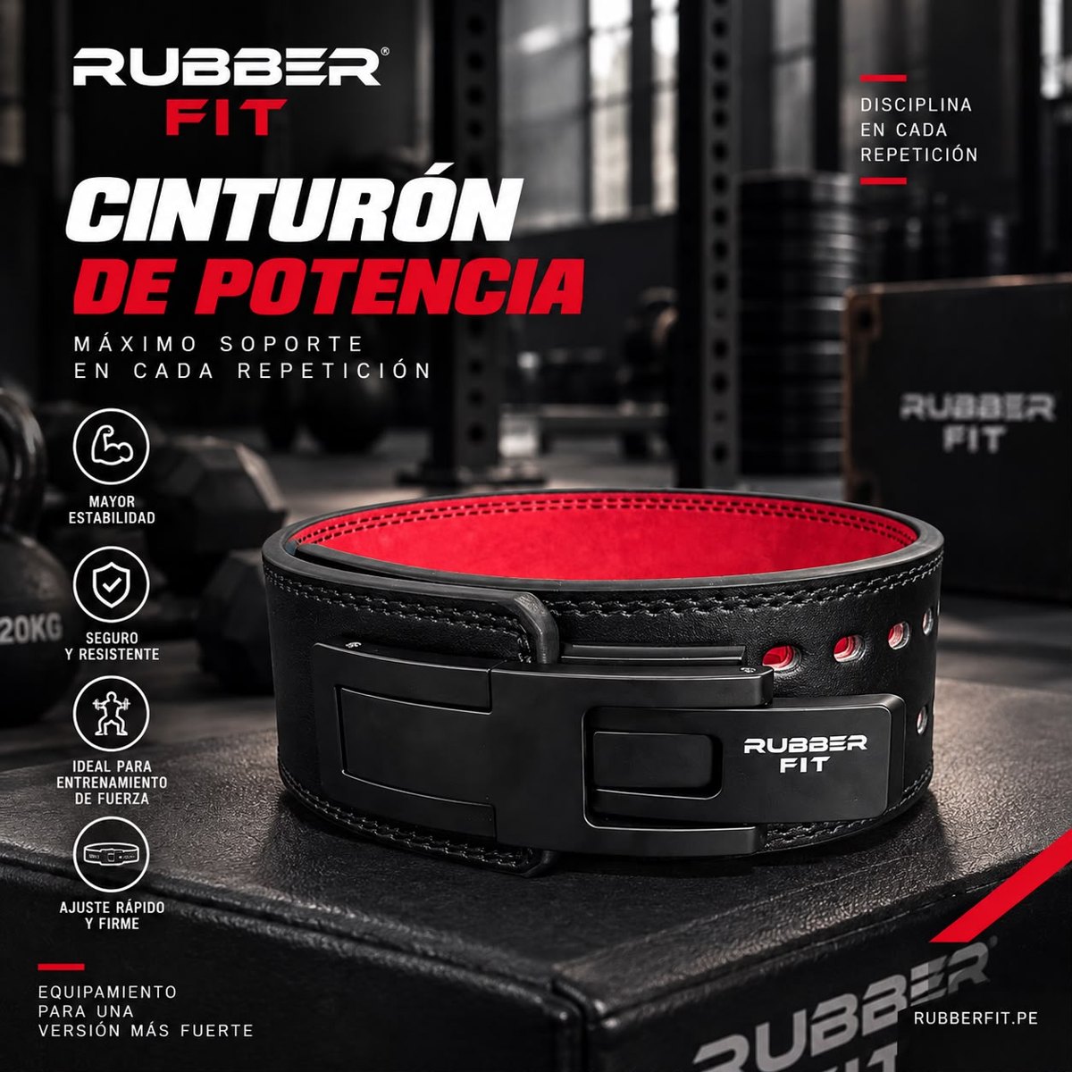 Cinturón de potencia de cuero con hebilla de palanca para powerlifting