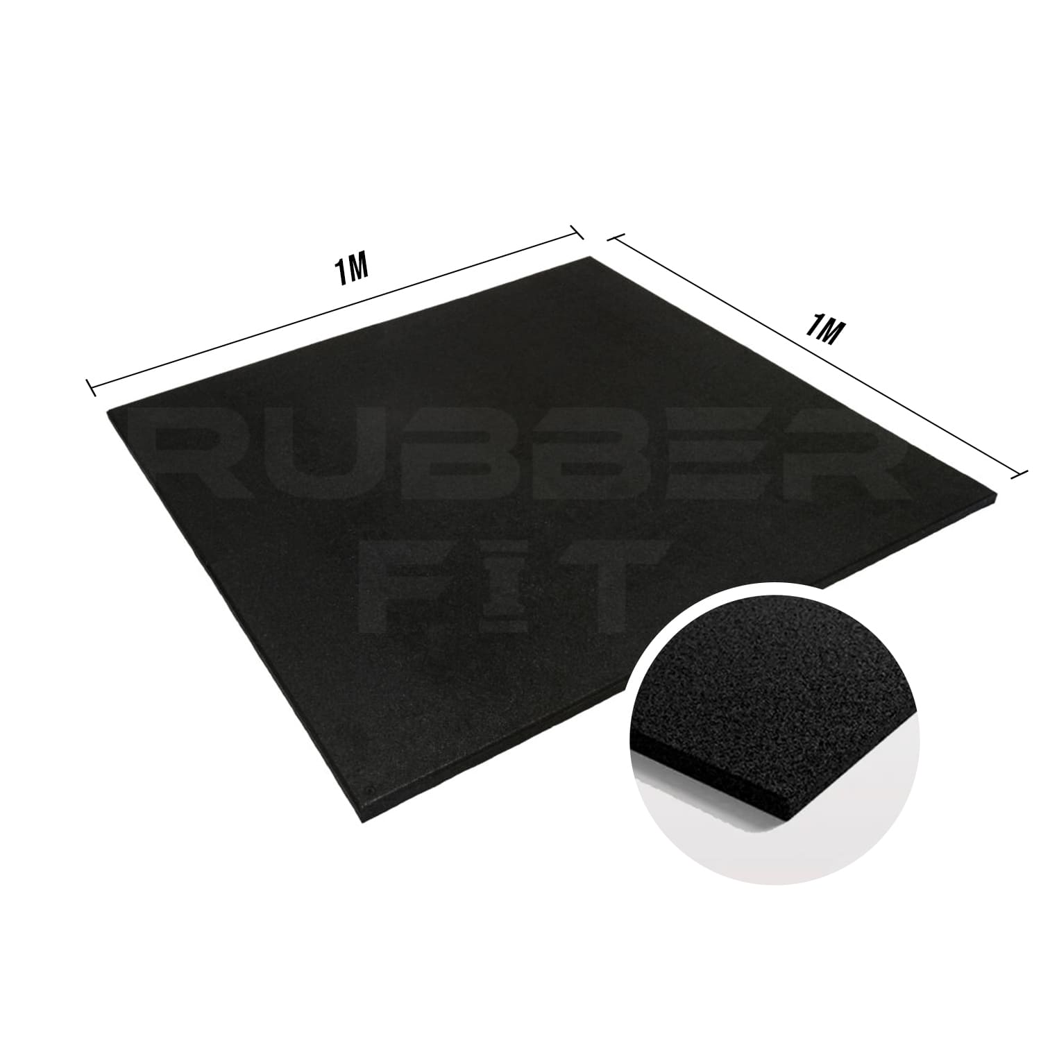Baldosas Negras de caucho de 1M x 1M x 2CM - Piso para gimnasio